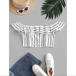 Striped off-the-shoulder top